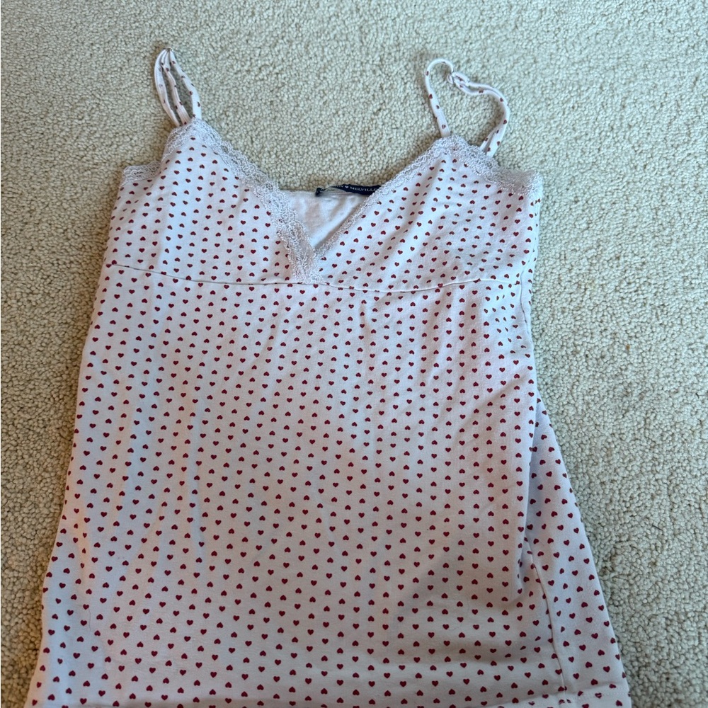 Brandy Melville White Camisole with Red Hearts